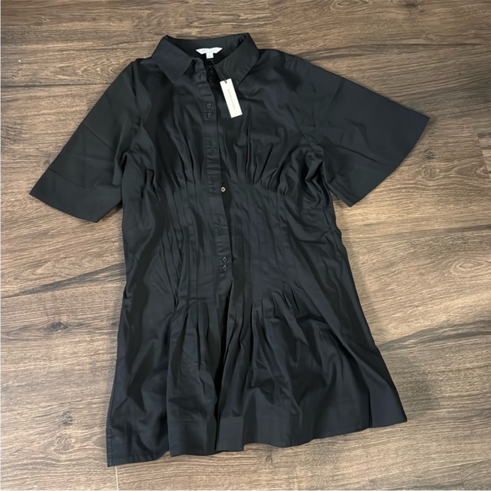 NWT! Banana Republic Black Stretch-Cotton Poplin Pintuck Shirt Dress 💃💃 - Picture 5 of 6